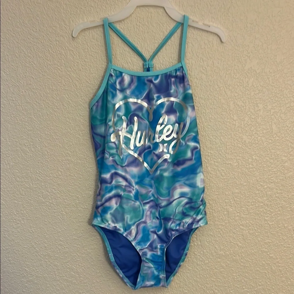 Hurley Blue and White One Piece Swimsuit